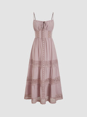 Lace Trim Tiered Cami Maxi Dress