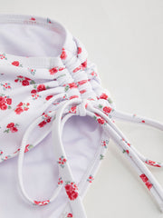 Halter Floral Drawstring Full Coverage Tankini Bikini Set Curve & Plus