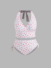 Halter Floral Drawstring Full Coverage Tankini Bikini Set Curve & Plus