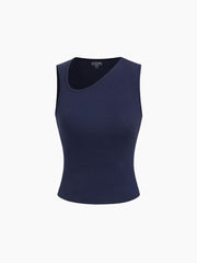 CDR Cotton-Blend Asymmetrical Neck Tank Top
