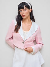 Tweed Collar Two Tone Crop Jacket