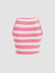 Boat Neckline Striped Crop Tank Top