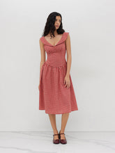 Cotton-blend V-neck Gingham Knotted Maxi Dress