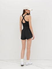 CIDERAIRY™ U-neckline Solid Criss Cross Active Romper