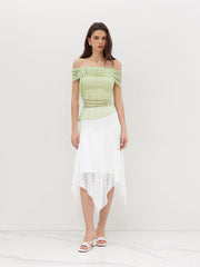 Lace Off-shoulder Asymmetrical Hem Top