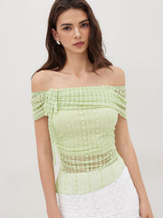 Lace Off-shoulder Asymmetrical Hem Top