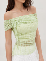Lace Off-shoulder Asymmetrical Hem Top