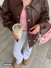 Faux Leather Zipper Jacket