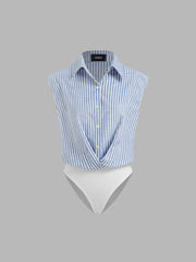 Cotton-blend Polo Stripe Shirt Bodysuit