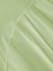 Satin Square Neck Solid Ruffle Knotted Mini Dress