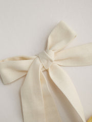 Linen-blend Bowknot Shirred Ruffle Hem Crop Tank Top