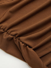 Cowl Neck Ruched Buckle Crop Top