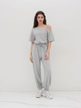 Asymmetrical Neck Elastic Waist Jogger Jumpsuit