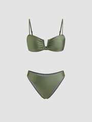 V-neck V Wired Bracelet Cheeky Bikini Set