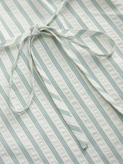 Cotton-blend Stand Collar Stripe Bowknot Tank Top