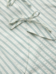 Cotton-blend Stand Collar Stripe Bowknot Tank Top
