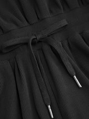 Asymmetrical Neck Drawstring Romper
