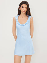Satin Round Neckline Twist Mini Dress
