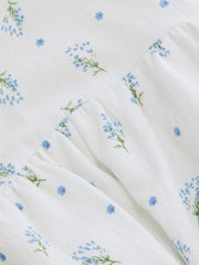 Cotton Sweetheart Neckline Floral Ruffle Midi Dress