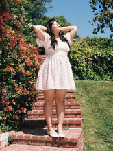 Square Neck Floral Lace Up Puff Sleeve Mini Dress Curve & Plus