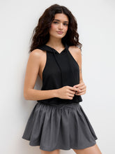Terry Hooded Backless Drawstring Tank Top