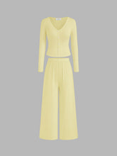 Long Sleeve Button Top & Middle Waist Trousers Loungewear Set