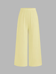 Long Sleeve Button Top & Middle Waist Trousers Loungewear Set