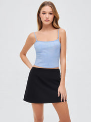 Round Neckline Gingham Cami Top