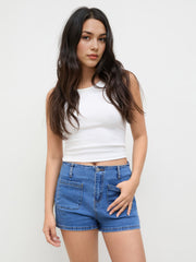 High Stretch Denim High Rise Micro Shorts