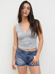 Cider Denim Low Rise Raw Hem Micro Shorts