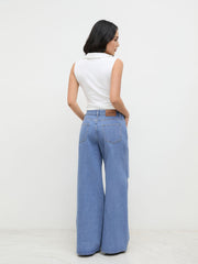 Cider Denim Low Rise Ruched Baggy Jeans