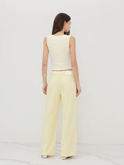 Knit U-neckline Crochet Button Vest