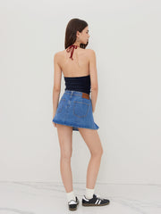 Knit Halter Neck 23 Contrasting Binding Crop Top