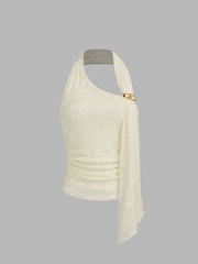 Mesh Halter Lace Ruched Top