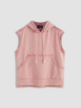 Terry Drawstring Sleeveless Hoodie