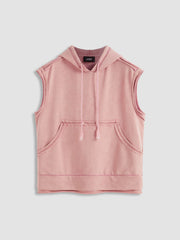 Terry Drawstring Sleeveless Hoodie