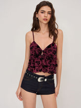 Mesh V-neck Floral Layered Cami Top