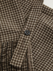 Cotton Square Neck Check Shirred Romper