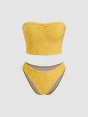 Bandeau Weather Texture Tankini Cheeky Bikini Set