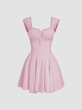 Sweetheart Lettuce Trim Ruffle Knotted Mini Dress