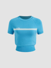 Knit Stay Salty Contrasting Binding Short Sleeve Top