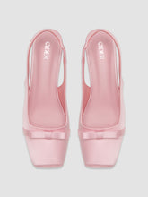 BOWKNOT SQUARE TOE SATIN HEELS