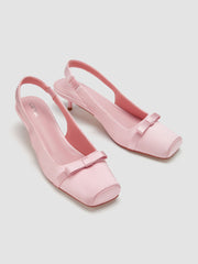 BOWKNOT SQUARE TOE SATIN HEELS