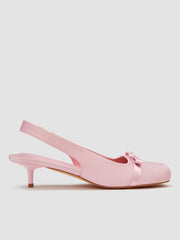 BOWKNOT SQUARE TOE SATIN HEELS