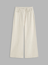Cider Denim Mid Rise Asymmetrical Button Wide Leg Jeans