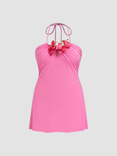 Halter Neckline Floral Mini Dress Curve & Plus