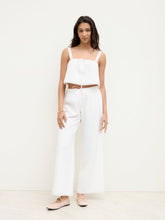 Linen-blend Knotted Lace Trim Crop Cami Top & Mid Rise Wide Leg Trousers Loungewear Set