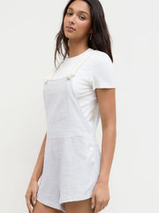Linen-blend Square Neck Stripe Romper
