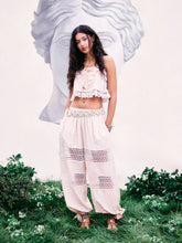 Mid Rise Floral Lace Patched Knotted Bloomer Pants