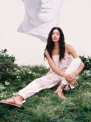 Mid Rise Floral Lace Patched Knotted Bloomer Pants